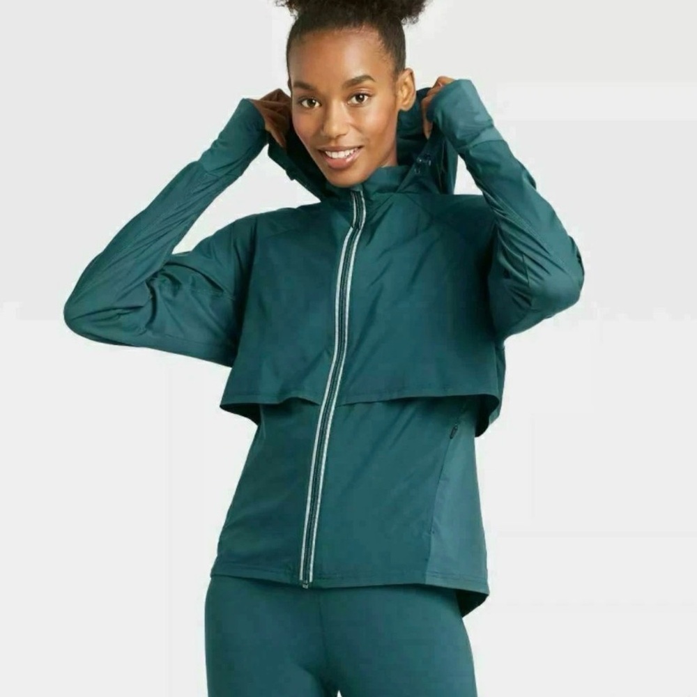 All in Motion Women's Teal Utility Jacket windbreaker running Sz M New!
